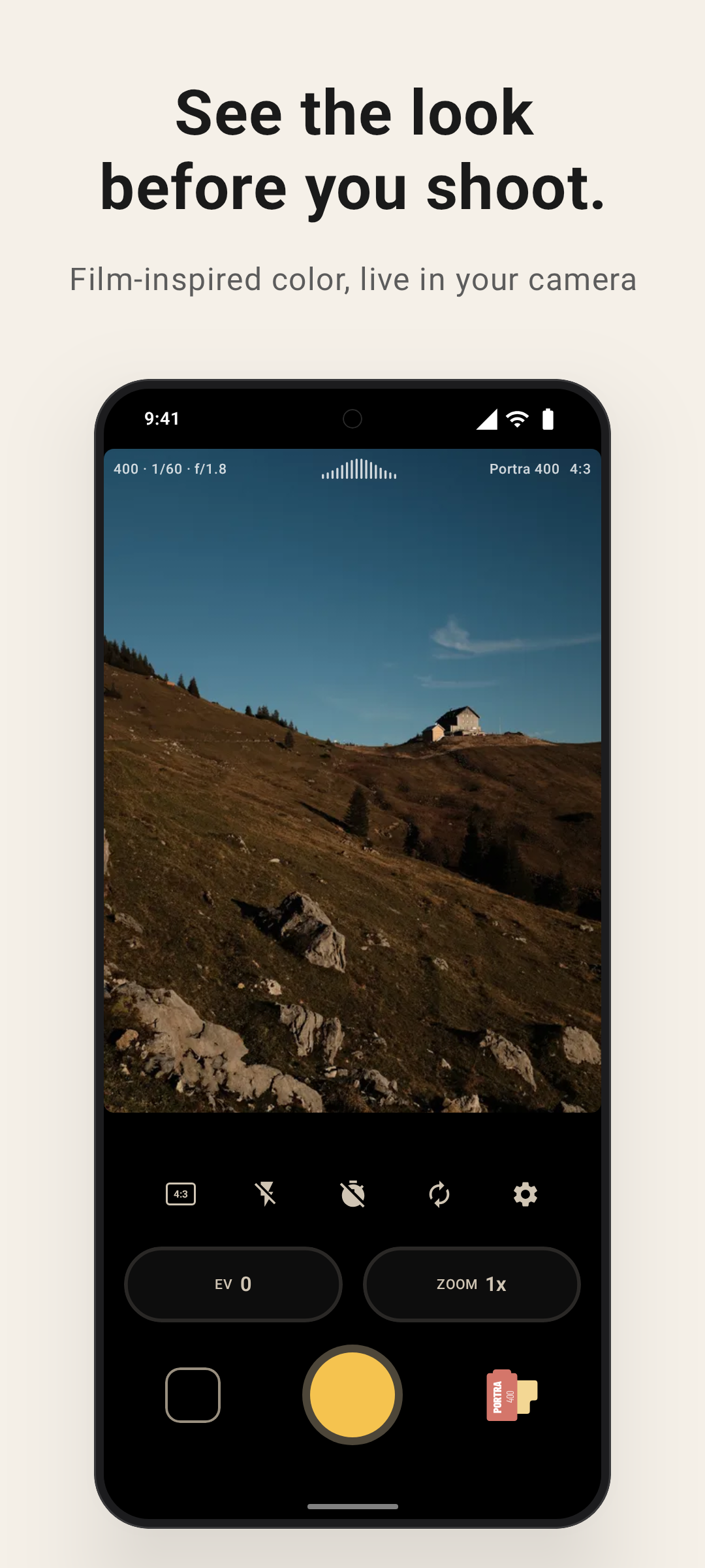 Live camera with preset applied
